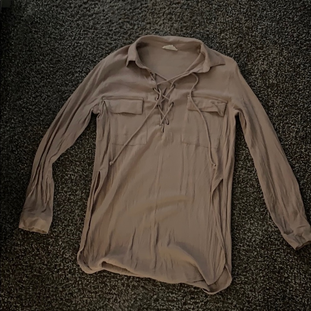 Women’s Long Sleeve Collar Tunic with side slits